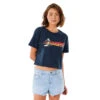 T-SHIRT RIP CURL GOLDEN STATE CROP BLEU MARINE FEMME -Bateaux Boutique t shirt rip curl golden state crop bleu marine femme
